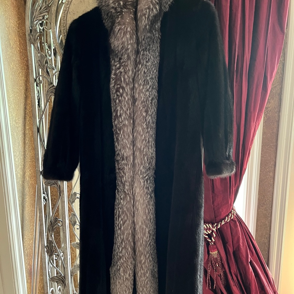 Elegant Black and Gray Fur Coat